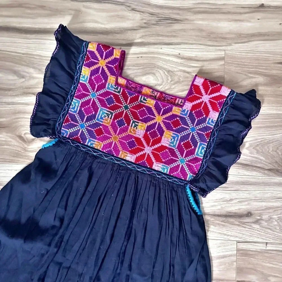 No Brand Dresses & Skirts - MEXICO ARTE Y MODA | Star Rayon Tunic Dress Navy Pink Purple Rainbow | Small